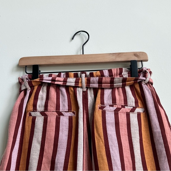 Anthropologie Red Pink Combo Belted Stripe Cotton Shorts $68 Boho hippie beach - Picture 10 of 12